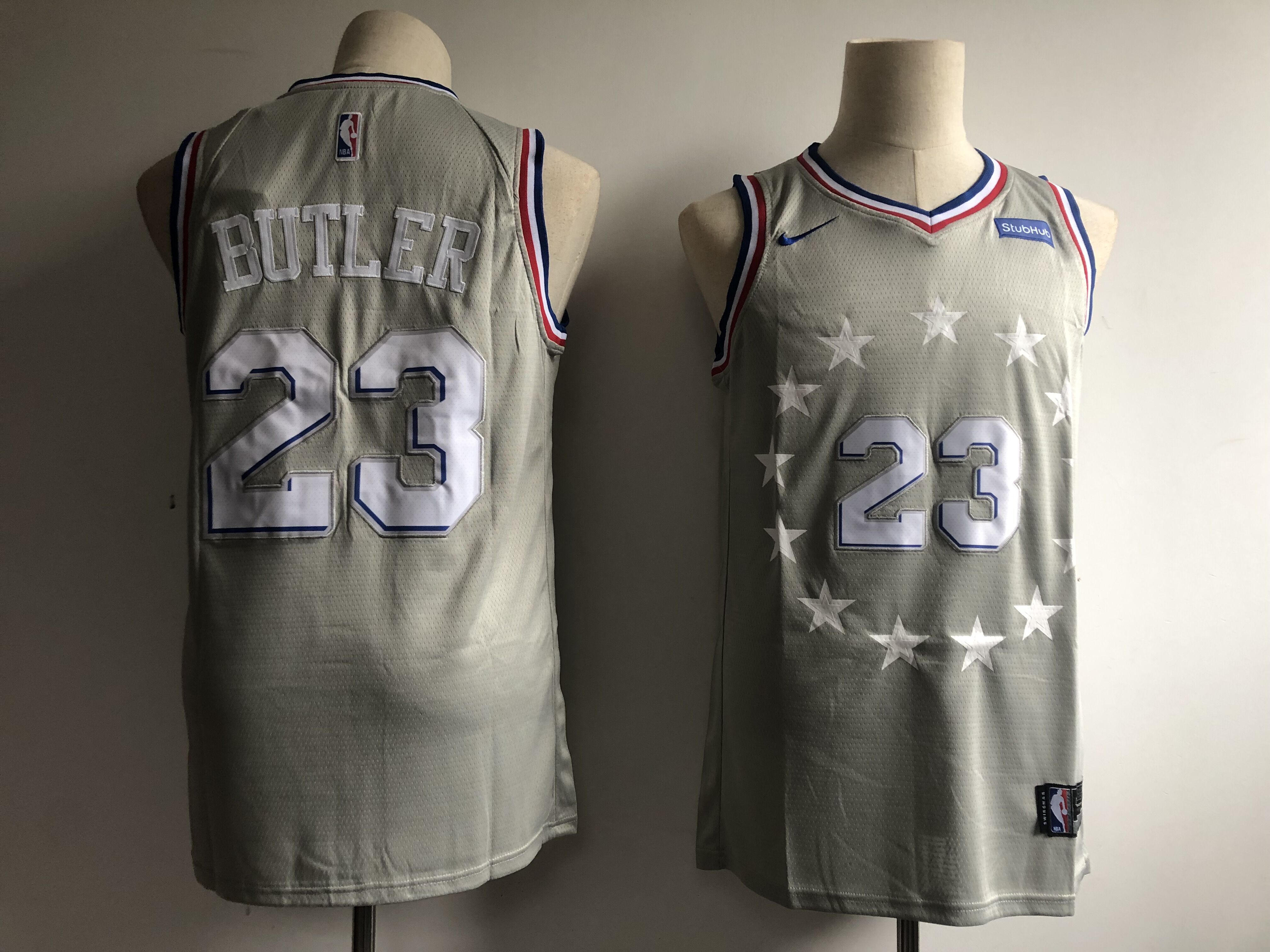 Men Philadelphia 76ers 23 Butler grey City Edition Game Nike NBA Jerseys